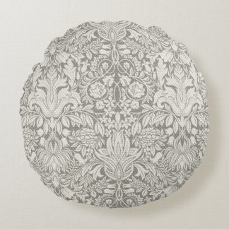 Coussins Ronds Décoration de maison élégante en damas blanc flora