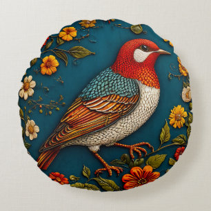 Coussins Ronds 🌸 Décoration de maison florale oiseau ✨