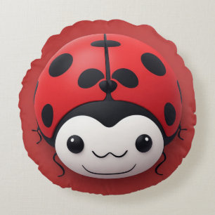 Coussins Ronds Décoration de nurserie joyeux cartoon coccinelle