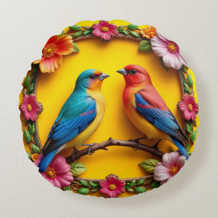 Coussins Ronds 🌸 Décoration florale de la nature pour oiseaux ch
