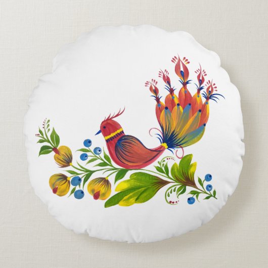 Coussins Ronds Decorative Bird with Flowers & Berries (Devant)