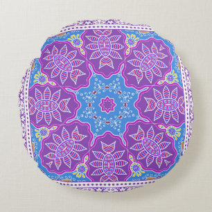 Coussins Ronds Decorative colorful ornament on white background, 