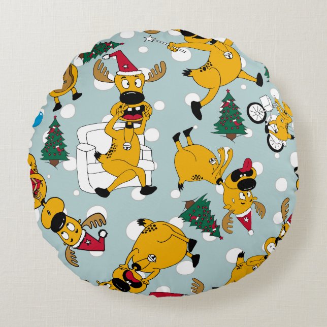Coussins Ronds Deer Festive : Design Motif de Noël (Devant)