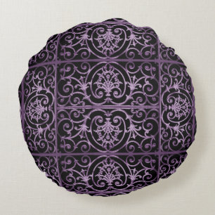 Coussins Ronds Défilement violet et noir