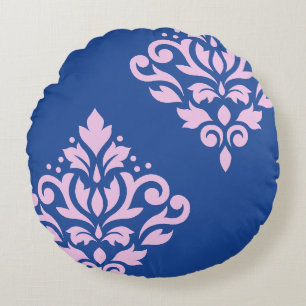 Coussins Ronds Défiler Damas Art I 2Way Rose+Bleu