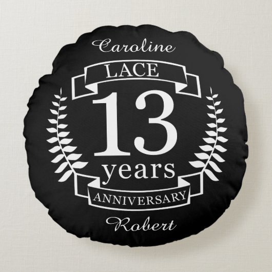 Coussins Ronds Dentelle Traditionnelle mariage 13 ans (Devant)