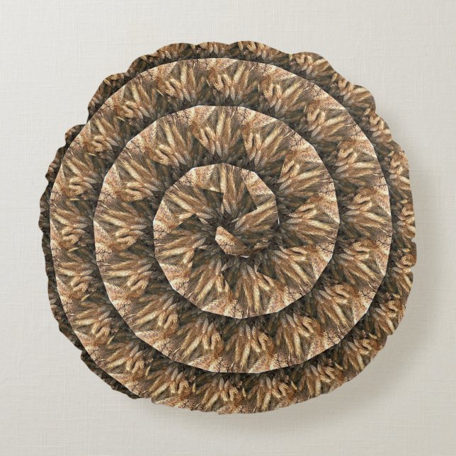 Coussins Ronds Des Oreilles De Blé Dans Un Motif De Blé Spiral, (Devant)