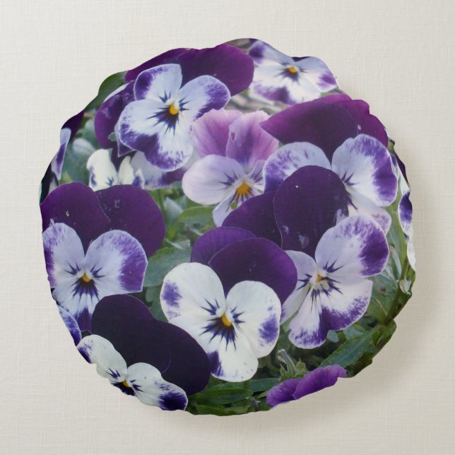 Coussins Ronds Des Pansies Violettes, (Dos)