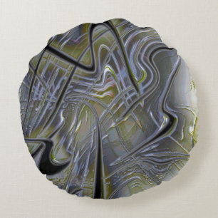 Coussins Ronds Des traces rustiques sur un gris vert jaunâtre dou
