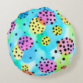 Coussins Ronds Design amusant Couleurs joyeuses Pois Rose Bleu En (Dos)