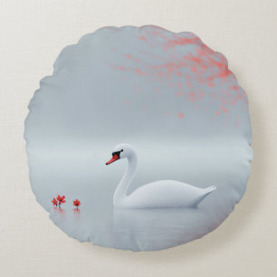 Coussins Ronds Design cygne blanc