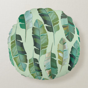 Coussins Ronds Design de mode avec banane tropicale plantes