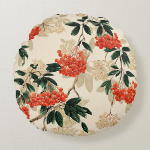 Coussins Ronds Design décoratif de baies rouges et blanches