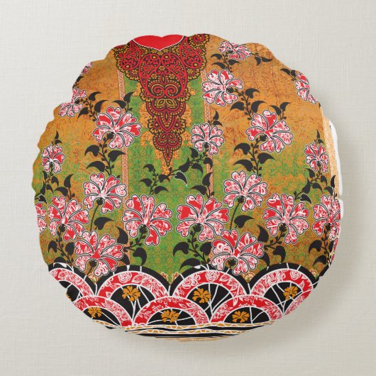 Coussins Ronds design d'un mur rouge et noir suspendu (Devant)