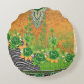 Coussins Ronds design d'un mur vert et jaune suspendu (Dos)