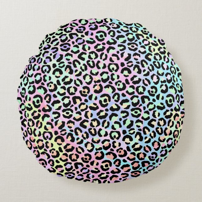 Coussins Ronds Design Iridescendant Leopard Series 5 (Devant)