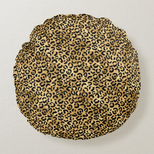 Coussins Ronds Design Leopard bleu et or 2