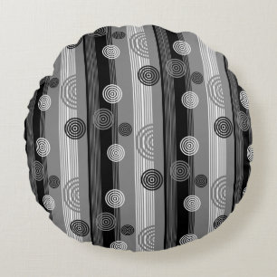 Coussins Ronds Design moderne en Noir et Blanc