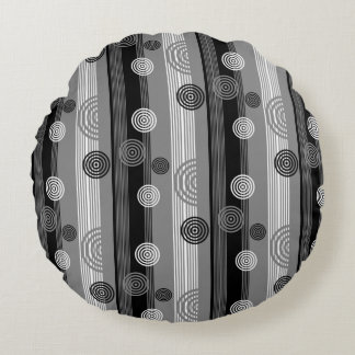 Coussins Ronds Design moderne en Noir et Blanc