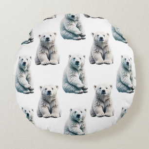 Coussins Ronds Design Motif animal de l'ours polaire