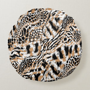 Coussins Ronds Design motif animal. Motif léopard moderne desi