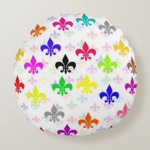 Coussins Ronds Design Motif couleur blanc Fleur de lis