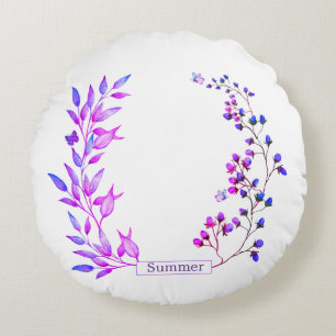 Coussins Ronds Design original de fleurs et branches violettes