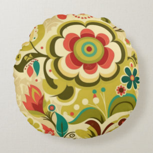 Coussins Ronds Design rétro vintage vert clair