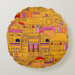 Coussins Ronds Design sans couture motif mexicain. Textile de déc