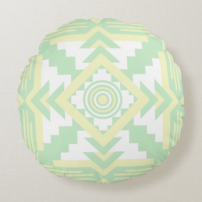 Coussins Ronds Design Sud-Ouest Jaune Vert Blanc (Devant)