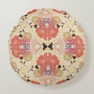 Coussins Ronds Design vintage fleuri et transparent pour motif.