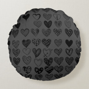 Coussins Ronds Dessin adorable de Black Heart Scribble