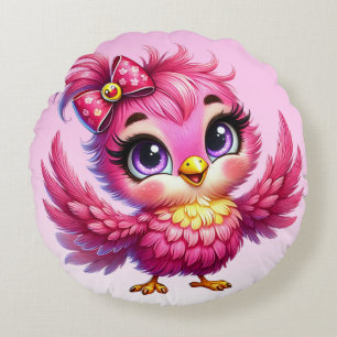 Coussins Ronds Dessin animé drôle d'oiseau Sublimation-56342