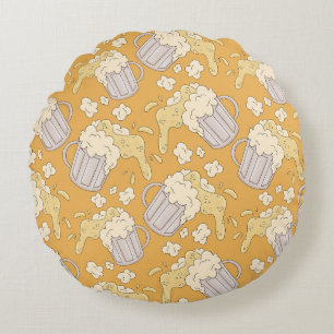 Coussins Ronds Dessin de bière : Vintage sans fil.