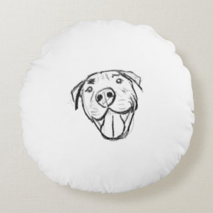 Coussins Ronds dessin de bulle simple amoureux de les chiens noir