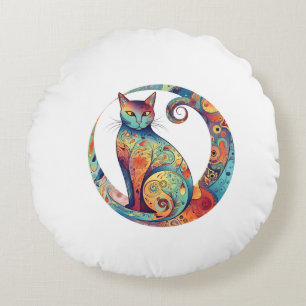 Coussins Ronds dessin de chat coloré mignon