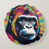 Coussins Ronds Dessin de dessin de peinture Gorilla Pop (Dos)