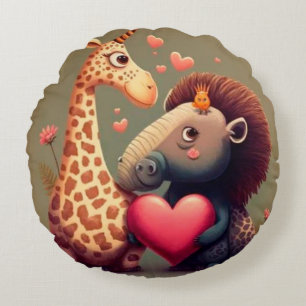 Coussins Ronds Dessin de Saint Valentin sur mesure