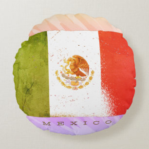Coussins Ronds Dessin de style grunge du drapeau du Mexique
