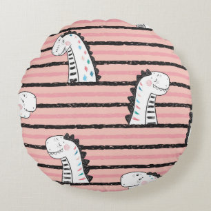 Coussins Ronds Dessin mignon Dinosaures vintage motif sans joint.