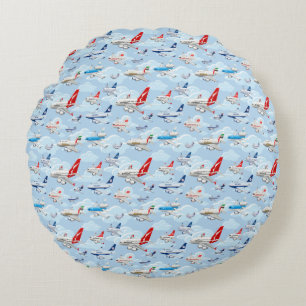 Coussins Ronds Dessin motif sans couture pour avions commerciaux