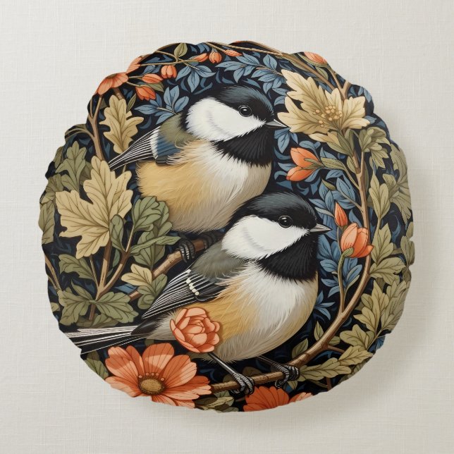 Coussins Ronds Deux Beaux Pickadee Noirs (Devant)