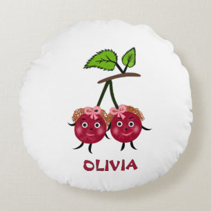 Coussins Ronds Deux filles cerise