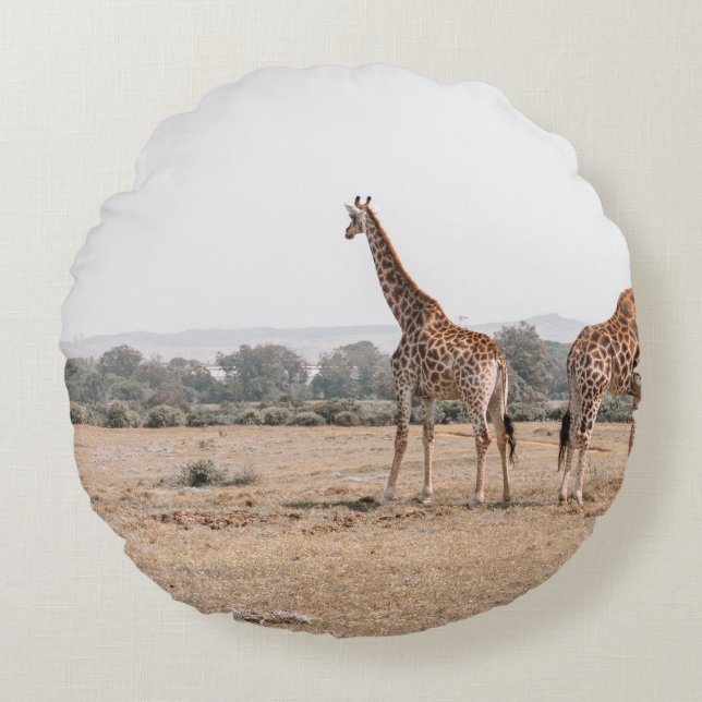 COUSSINS RONDS DEUX GIRAFFES (Devant)