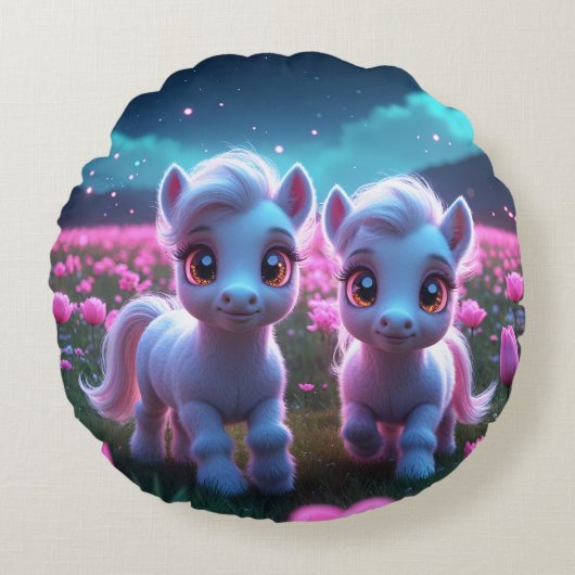 Coussins Ronds Deux petits poneys (Devant)