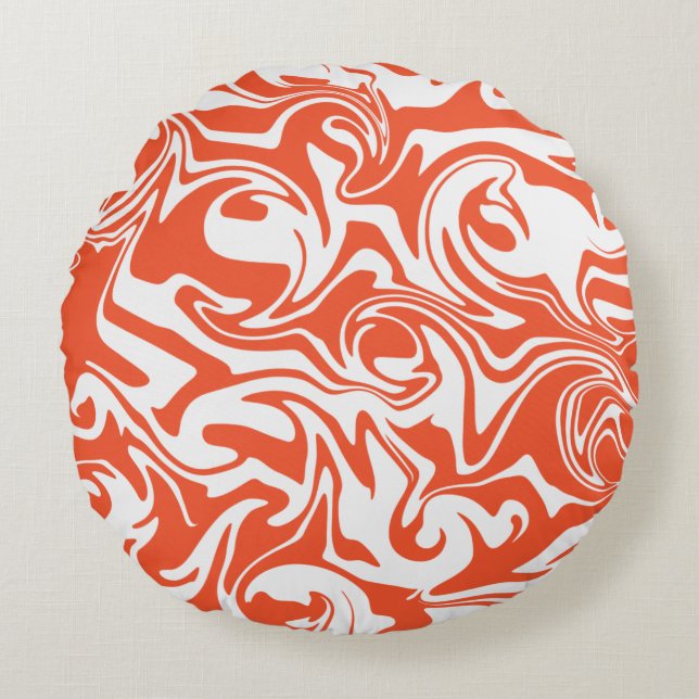 Coussins Ronds Déversement - Orange et blanc (Devant)