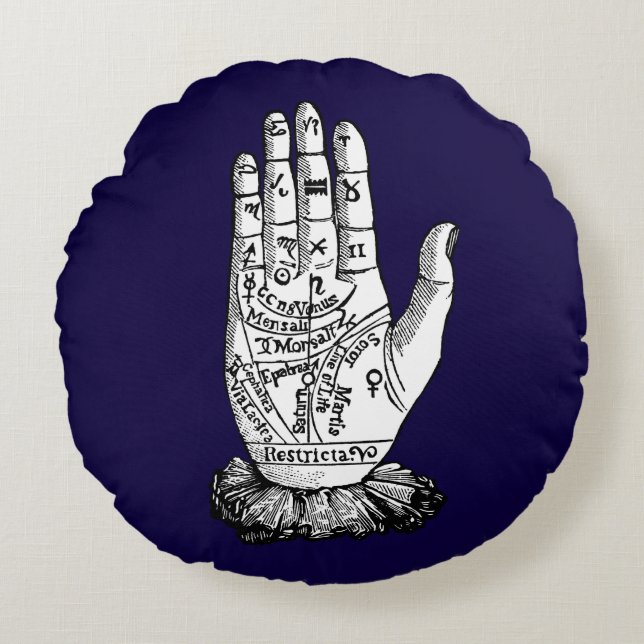 Coussins Ronds Diagramme de chiromancie, 1885 (Devant)