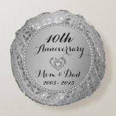 Coussins Ronds Diamonds et Silver 10th Wedding Anniversary (Dos)