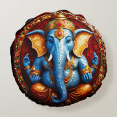 Coussins Ronds Dieu Eléphant Bleu mignon Ganesh (Dos)