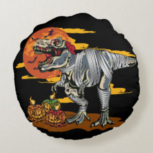Coussins Ronds Dino-Mash : Pumpkinosaur Éffrayant
